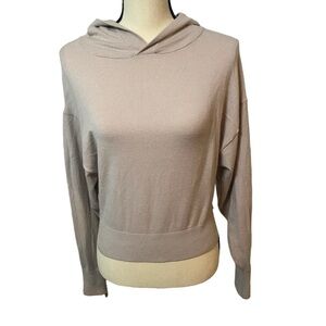 Express Cropped Tan Hooded Spring Sweater Soft Pullover in Sz Small